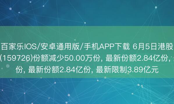 百家乐IOS/安卓通用版/手机APP下载 6月5日港股通高股息ETF中原(159726)份额减少50.00万份， 最新份额2.84亿份， 最新限制3.89亿元