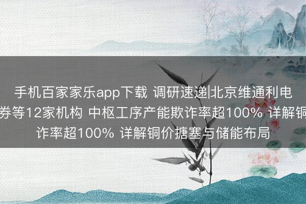 手机百家家乐app下载 调研速递|北京维通利电气招待东方钞票证券等12家机构 中枢工序产能欺诈率超100% 详解铜价搪塞与储能布局