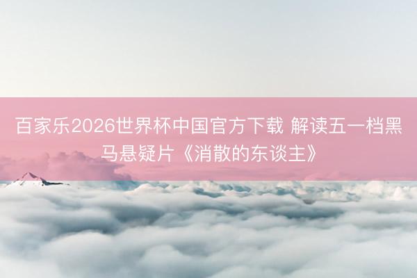 百家乐2026世界杯中国官方下载 解读五一档黑马悬疑片《消散的东谈主》