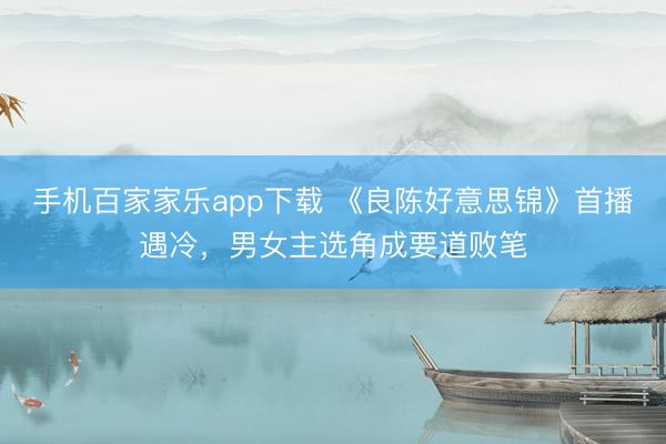 手机百家家乐app下载 《良陈好意思锦》首播遇冷，男女主选角成要道败笔