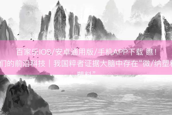 百家乐IOS/安卓通用版/手机APP下载 瞧！咱们的前沿科技｜我国粹者证据大脑中存在“微/纳塑料”
