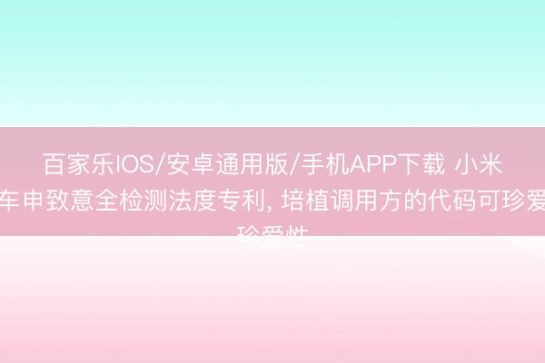 百家乐IOS/安卓通用版/手机APP下载 小米汽车申致意全检测法度专利, 培植调用方的代码可珍爱性